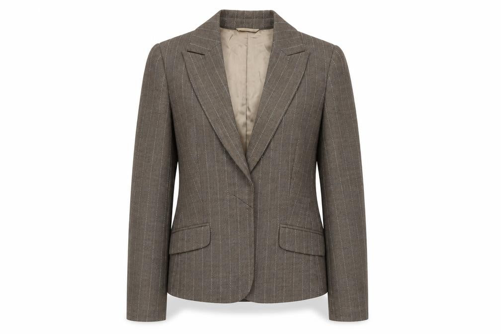 Oasis Women's Brown Pinstripe Blazer, Size 10, Business Casual