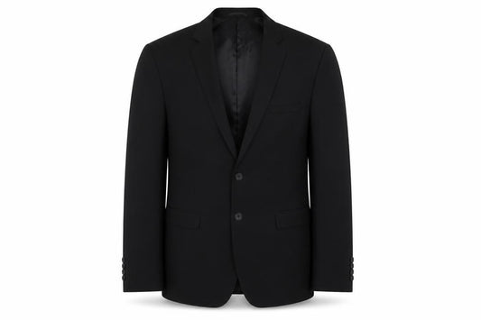 Front view of Burton men’s black slim blazer, 40l, formal
