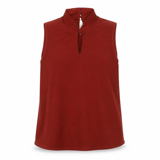 Front view of Wallis Women’s Red High Neck Tank, size UK 12