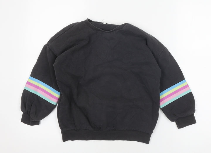 Marks and Spencer Girls Black Pullover Sweatshirt 8-9 Years