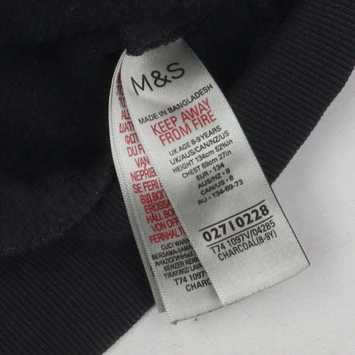 Marks and Spencer Girls Black Pullover Sweatshirt 8-9 Years