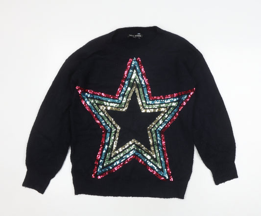 Next Women’s Black XS Sequin Star Pullover Jumper