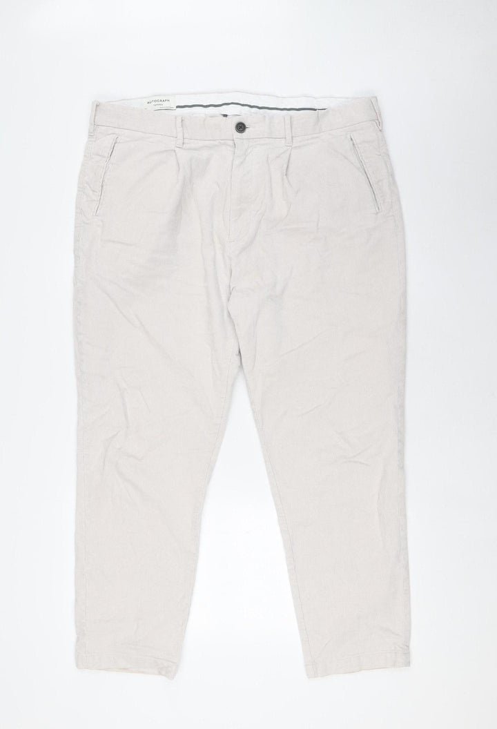 Marks and Spencer Men Beige Tapered Corduroy Jeans Size 38