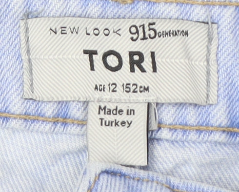 New Look Blue Teens Cut-Off Denim Shorts Cotton Size 152