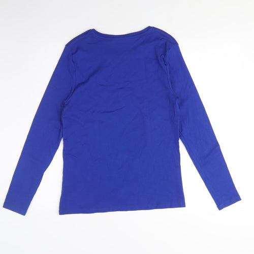 John Lewis Women's Blue Crew Neck Long Sleeve T-Shirt, Size 12