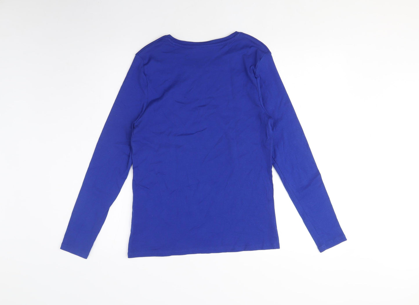 John Lewis Women's Blue Crew Neck Long Sleeve T-Shirt, Size 12