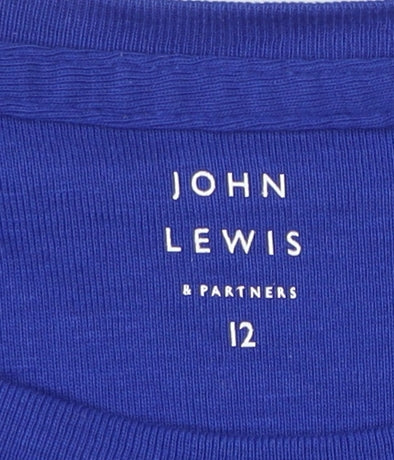 John Lewis Women's Blue Crew Neck Long Sleeve T-Shirt, Size 12