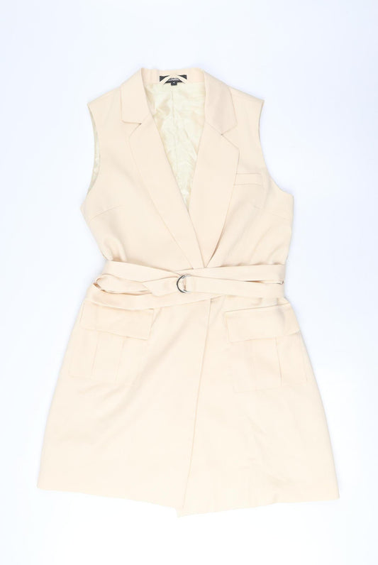 Missguided Women's Beige Sleeveless Belted Dress, Size 12