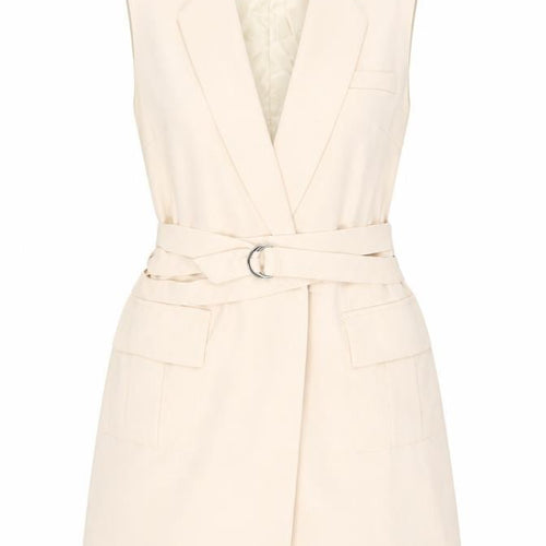 Missguided Women's Beige Sleeveless Belted Dress, Size 12