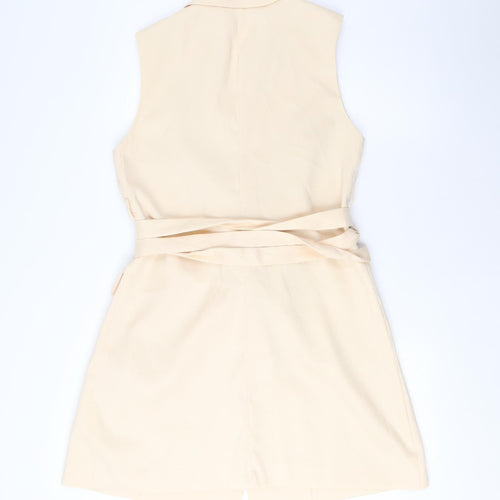 Missguided Women's Beige Sleeveless Belted Dress, Size 12