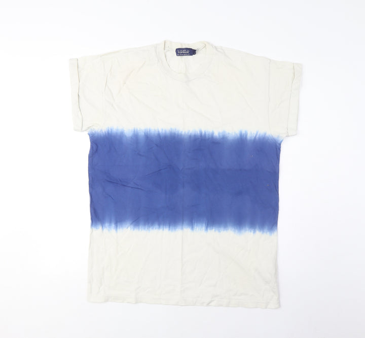 Topman Men's Blue Cotton Graphic T-Shirt Size S