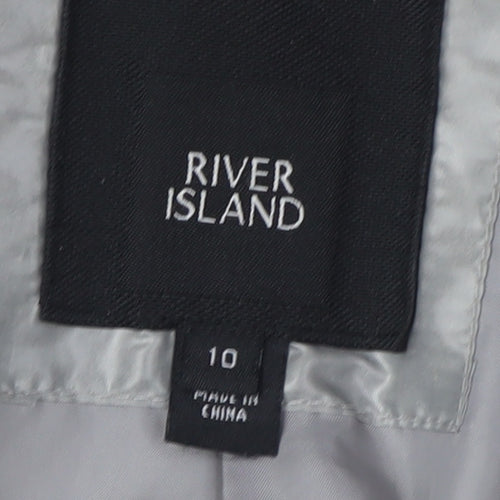 River Island Women's Grey Fur Trim Puffer Coat Size 10