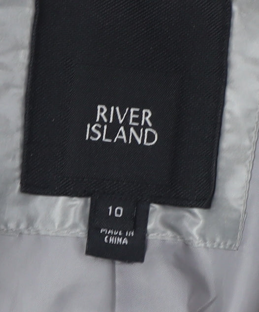 River Island Women's Grey Fur Trim Puffer Coat Size 10