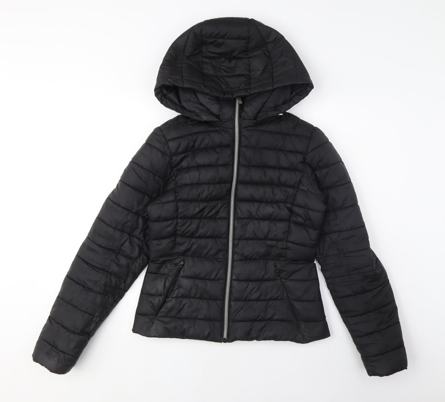 Zara Women's Black Puffer Jacket XS Hooded Casual