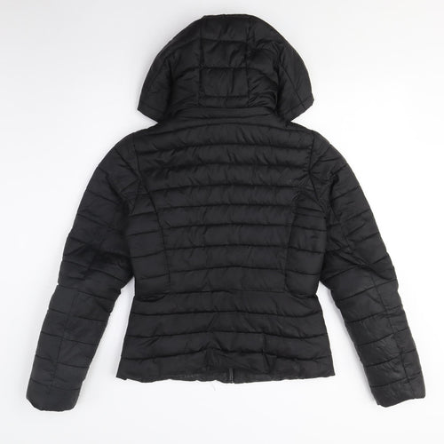 Zara Women's Black Puffer Jacket XS Hooded Casual