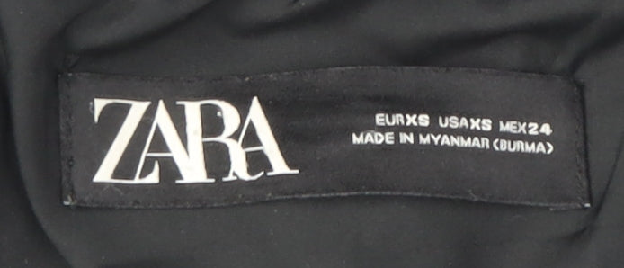 Zara Women's Black Puffer Jacket XS Hooded Casual