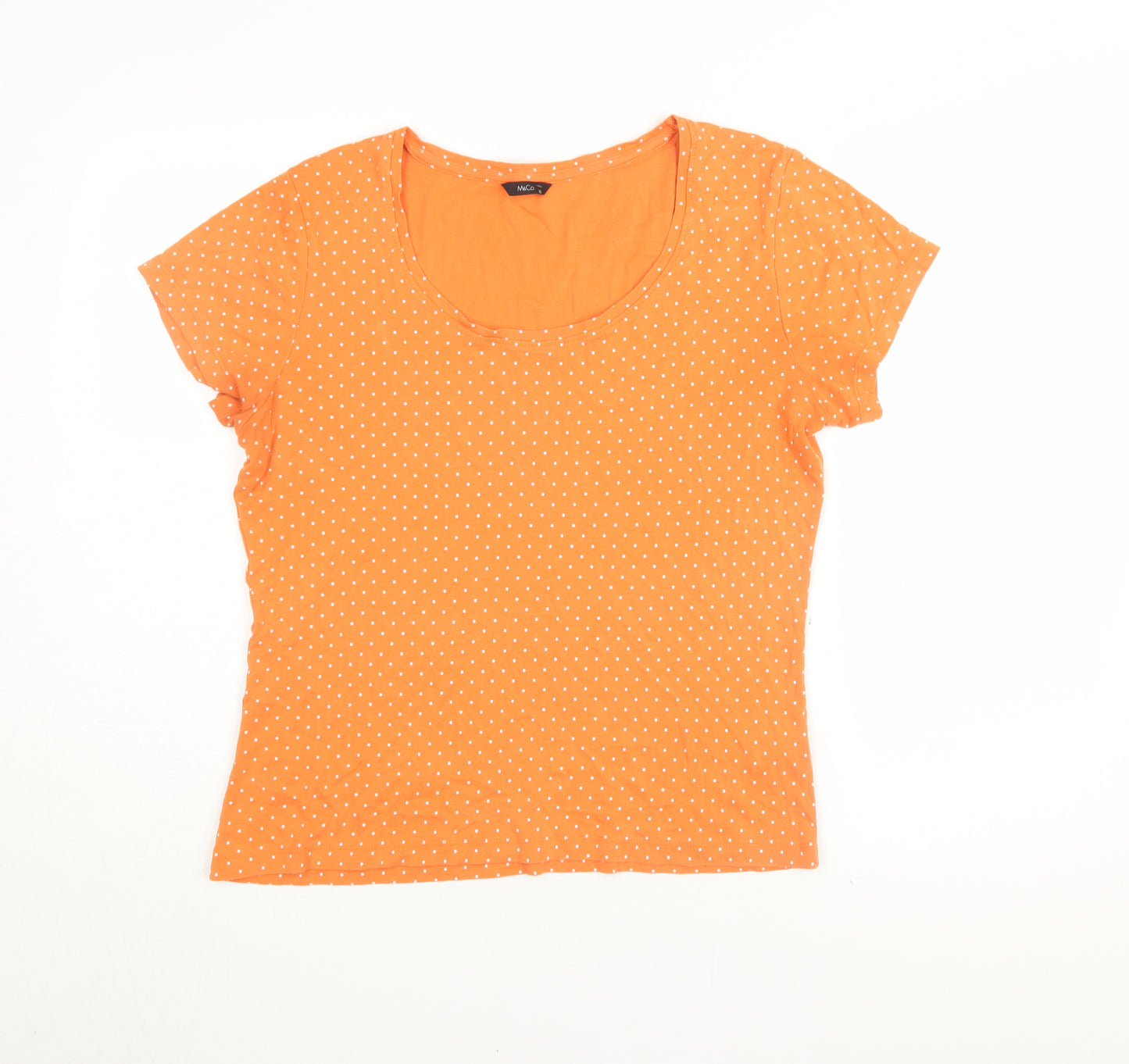 M&Co Women's Orange Polka Dot T-Shirt, Size 18