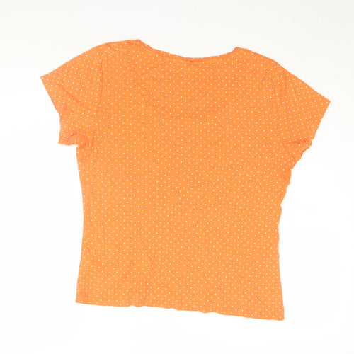 M&Co Women's Orange Polka Dot T-Shirt, Size 18