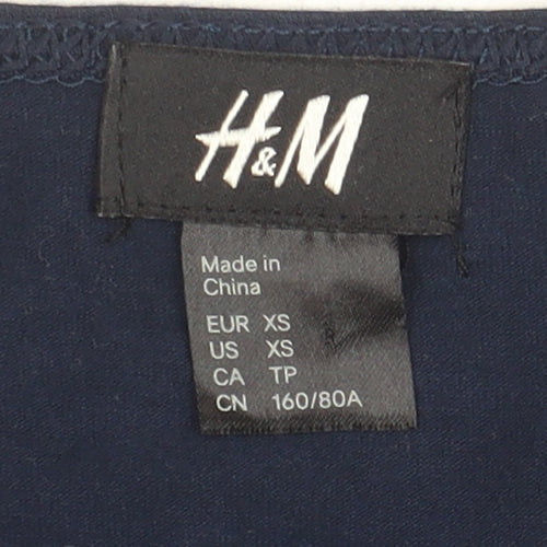 H&M Women's Blue Lace Accent Scoop Neck Blouse XS