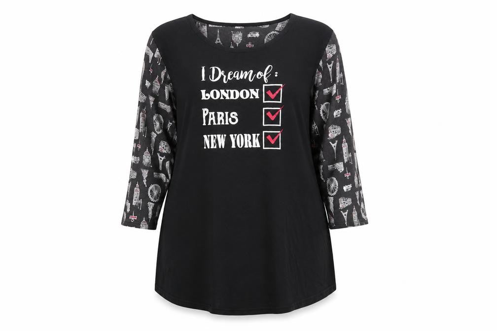 Indigo Sky Women's Black City Nightshirt Size 18-20