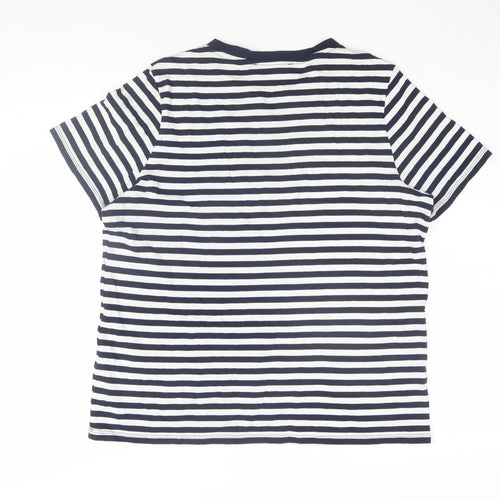 Marks and Spencer Women's Blue Striped T-Shirt Size 14