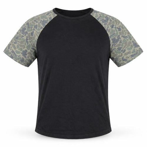Topman Men's Black Camouflage Sleeve T-Shirt - S