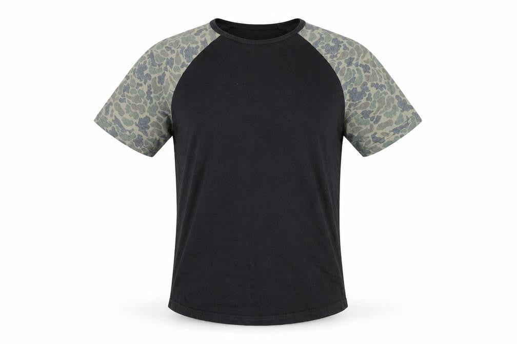 Topman Men's Black Camouflage Sleeve T-Shirt - S