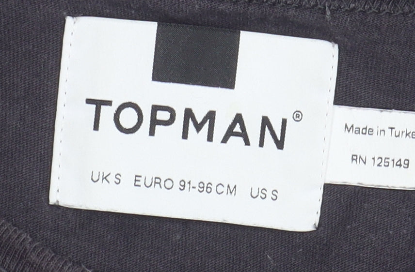 Topman Men's Black Camouflage Sleeve T-Shirt - S