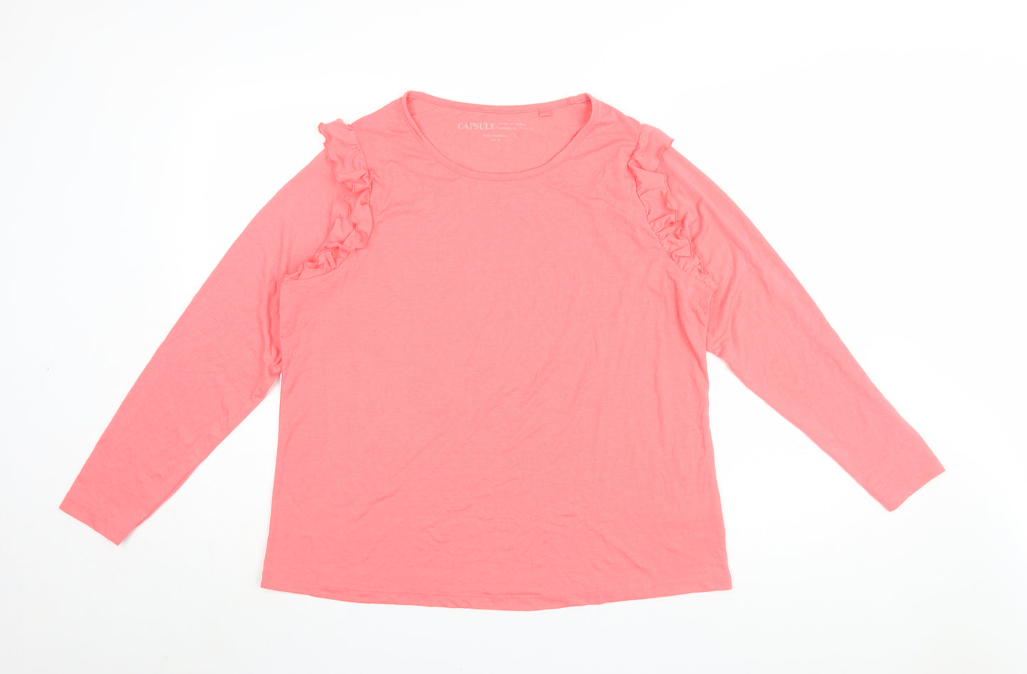 Capsule Women's Pink Ruffle Long Sleeve Blouse Size 18