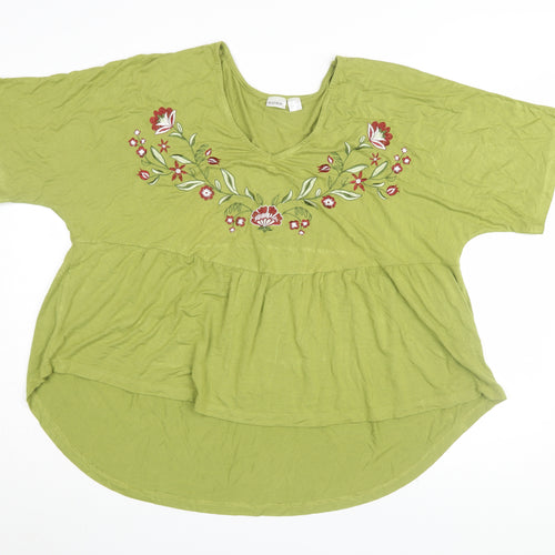 Bodyflirt Women's Green Embroidered Tunic, Size 20