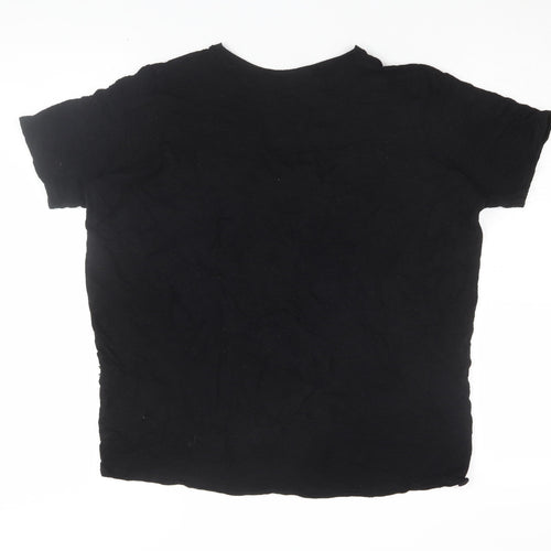 Zara Women's Black V-Neck T-Shirt - Size L