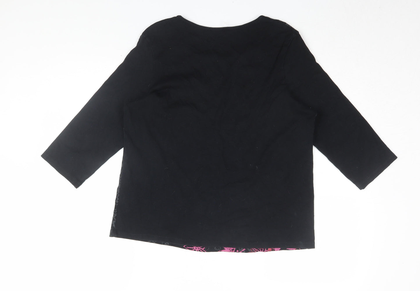 Marks and Spencer Women's Black Floral T-Shirt Size 16