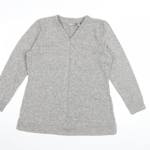 d&co Women's Grey V-Neck Long Sleeve Top M