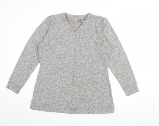 d&co Women's Grey V-Neck Long Sleeve Top M