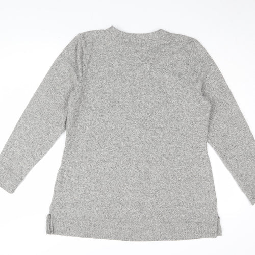 d&co Women's Grey V-Neck Long Sleeve Top M