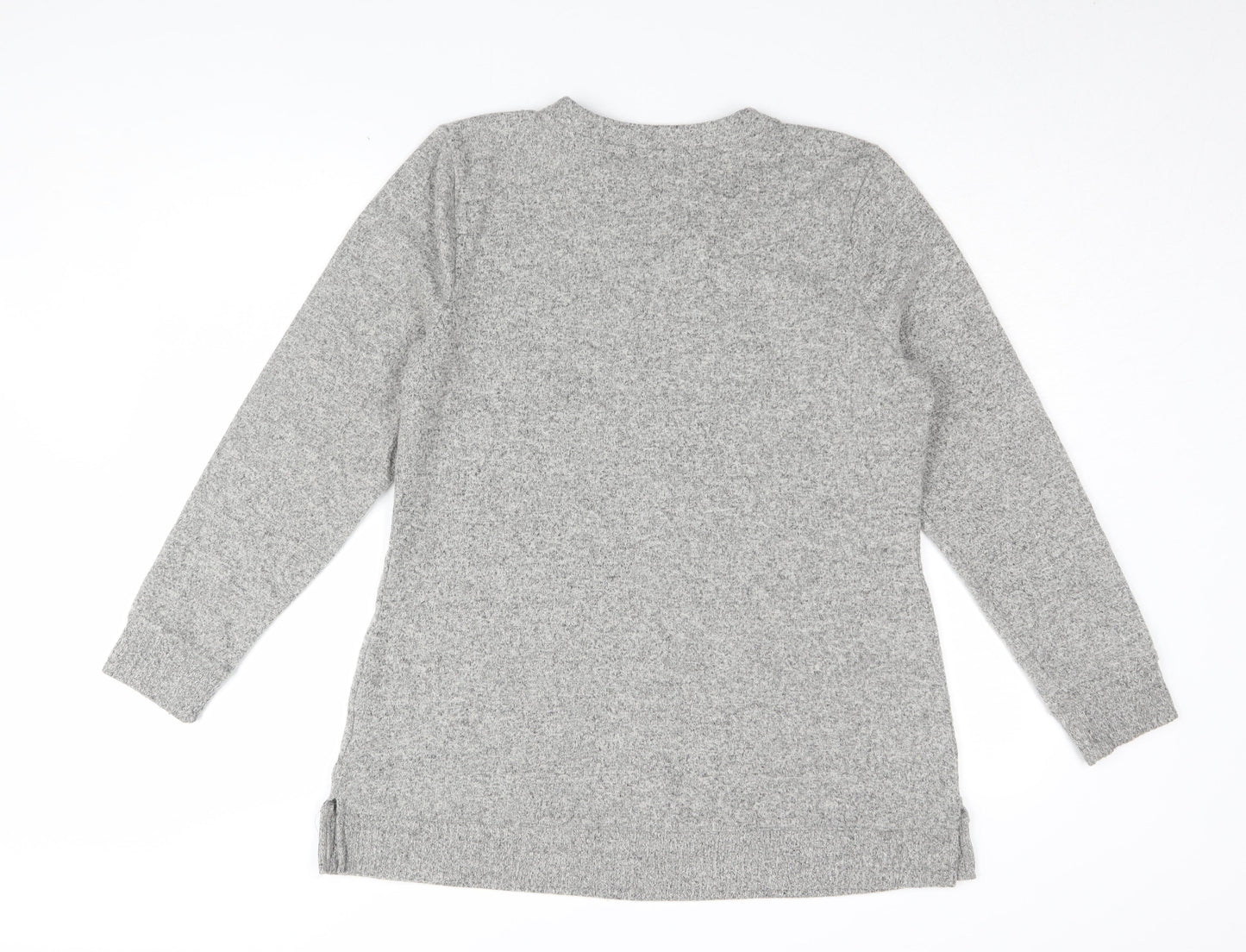 d&co Women's Grey V-Neck Long Sleeve Top M