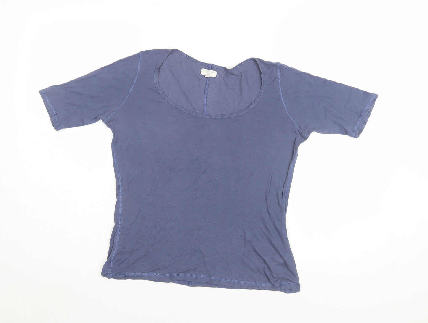 New Look Women's Blue Basic T-Shirt, Size 12, Scoop Neck