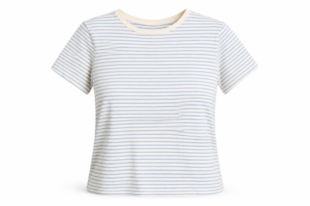 Front view of Mango Women's Striped Ringer T-Shirt, Multicoloured, M