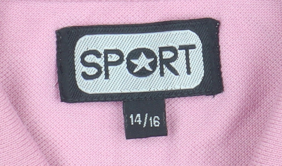 Sport Women's Pink Polo Top Size 14 Short Sleeve