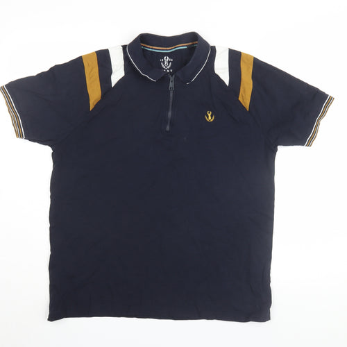 Next Men's Blue Medium 1/4 Zip Polo Shirt