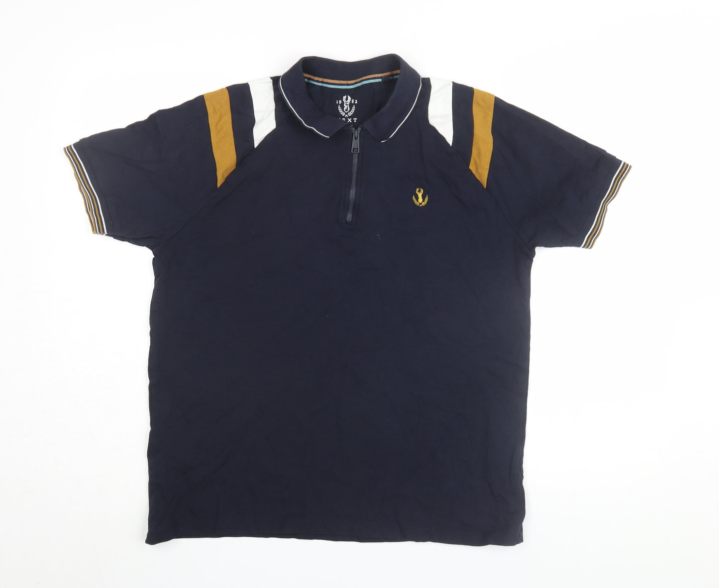 Next Men's Blue Medium 1/4 Zip Polo Shirt