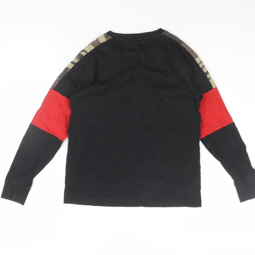 Next Boys Black Cotton Skull T-Shirt, 8 Years, Long Sleeve