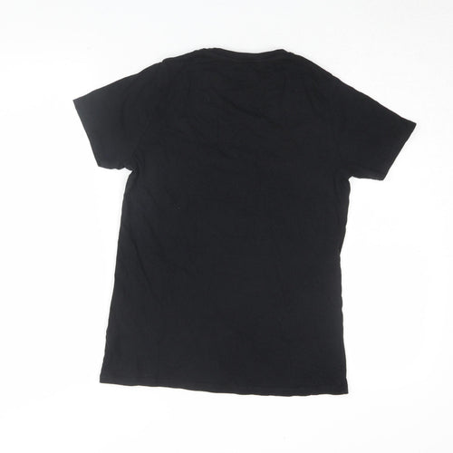 New Look Women's Black T-Shirt UK 10 French Graphic Casual