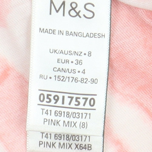 Marks and Spencer Women's Pink V-Neck T-Shirt Size 8