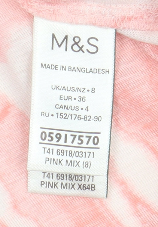 Marks and Spencer Women's Pink V-Neck T-Shirt Size 8