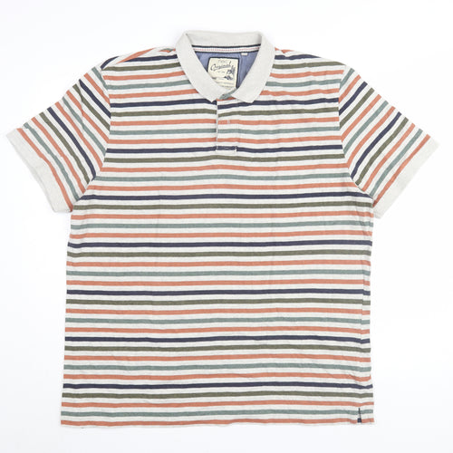 Next Men's Multicoloured Striped Polo Shirt 2XL