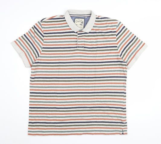 Next Men's Multicoloured Striped Polo Shirt 2XL