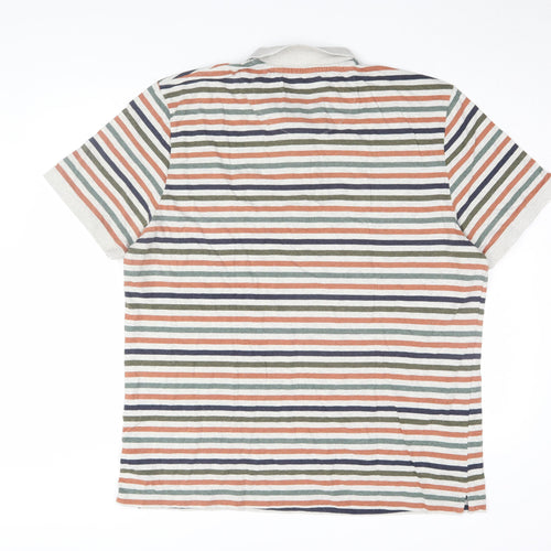 Next Men's Multicoloured Striped Polo Shirt 2XL