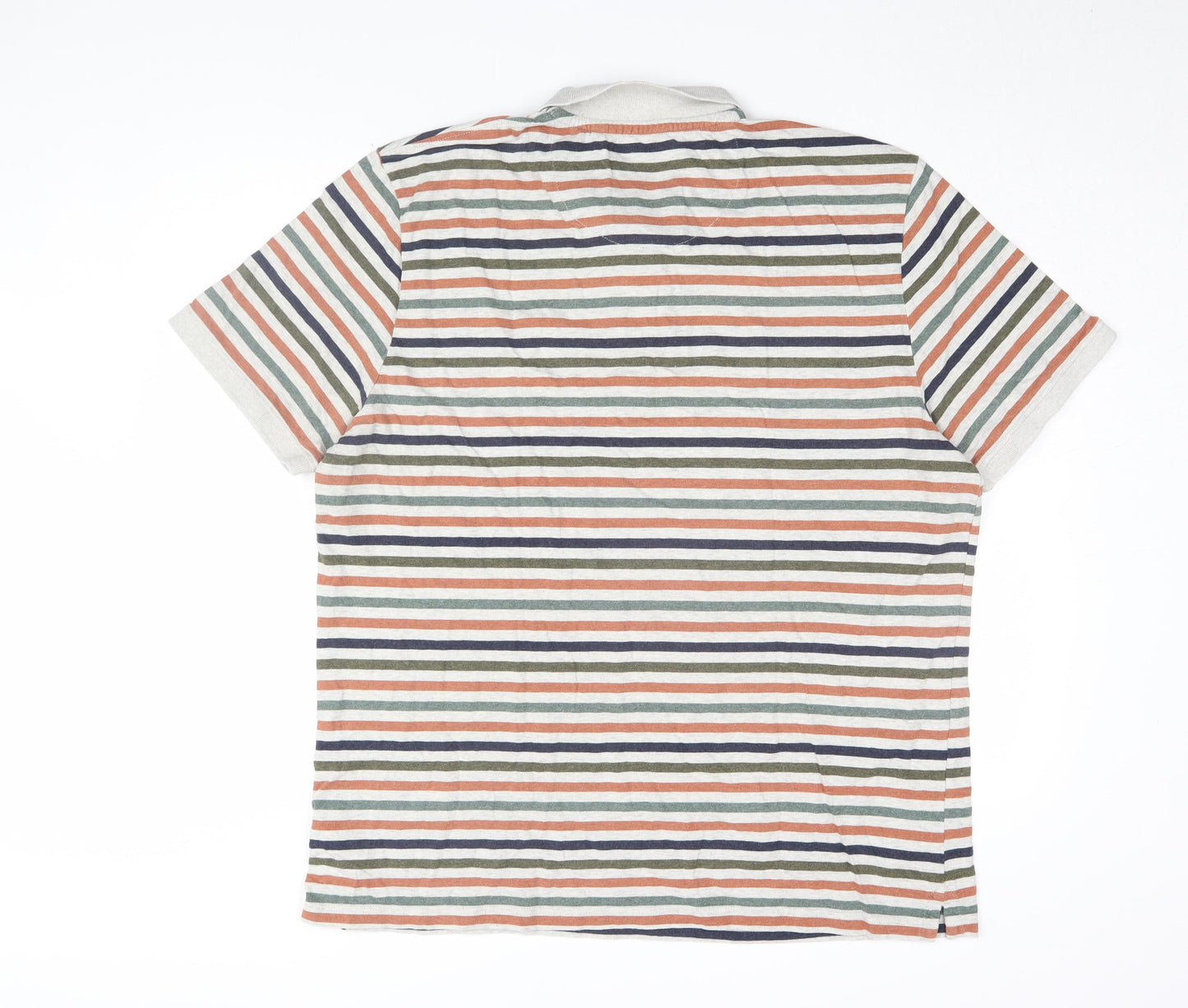 Next Men's Multicoloured Striped Polo Shirt 2XL