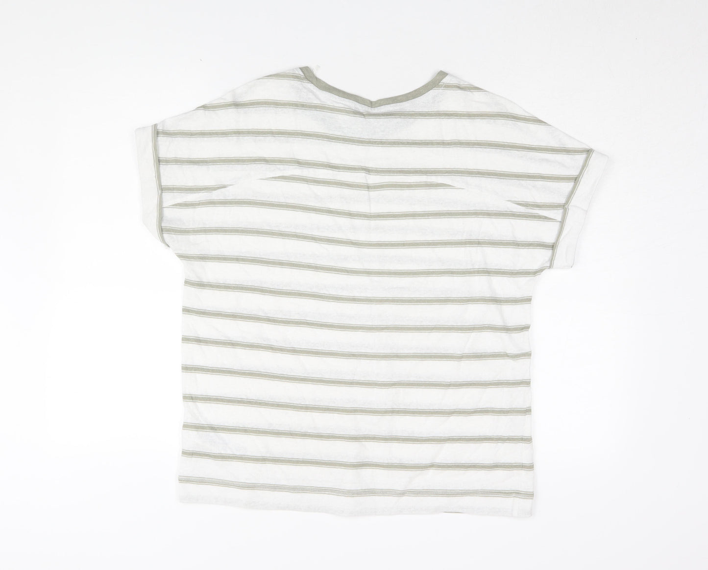 Marks and Spencer Women's White Striped T-Shirt Size 14